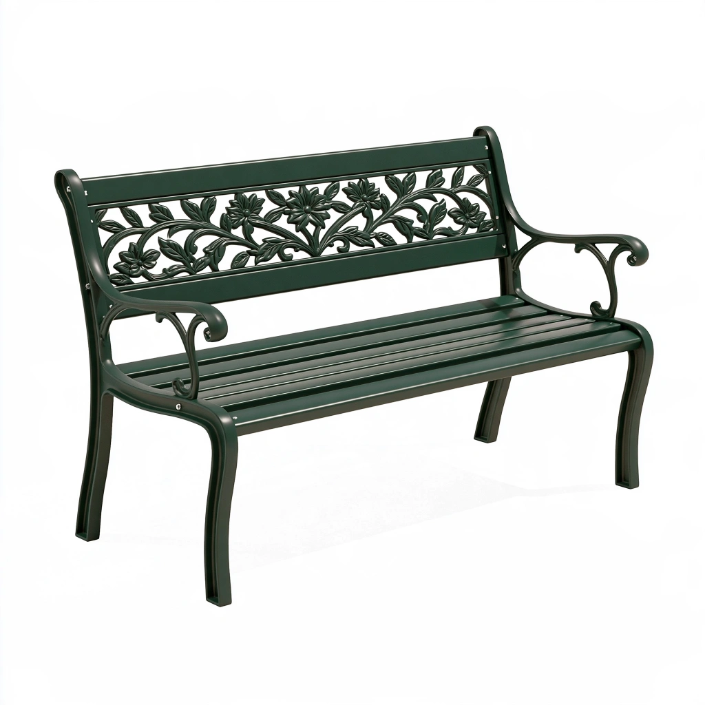 Gartenbank 122 x 61 x 86 cm Stahl dunkelgrün floral klassisch