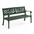 Gartenbank 122 x 60 x 87 cm aus Metall in Dunkelgrün mit Blumenornamenten