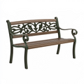 Gartenbank 122 x 61 x 87 cm aus Metall braun dunkelgrün mit Blattdekor