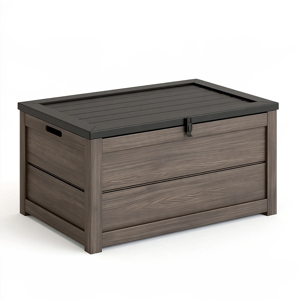 Aufbewahrungsbox 120 x 60 x 63 cm Kunststoff Braun für Garten mit Klappdeckel