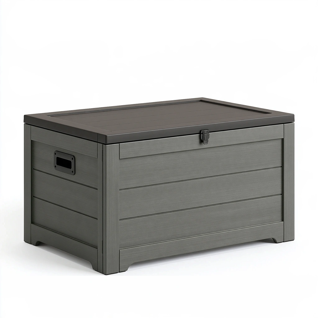 Garten-Aufbewahrungsbox 120 x 52 x 60 cm Kunststoff Anthrazit mit Deck – Varqelon