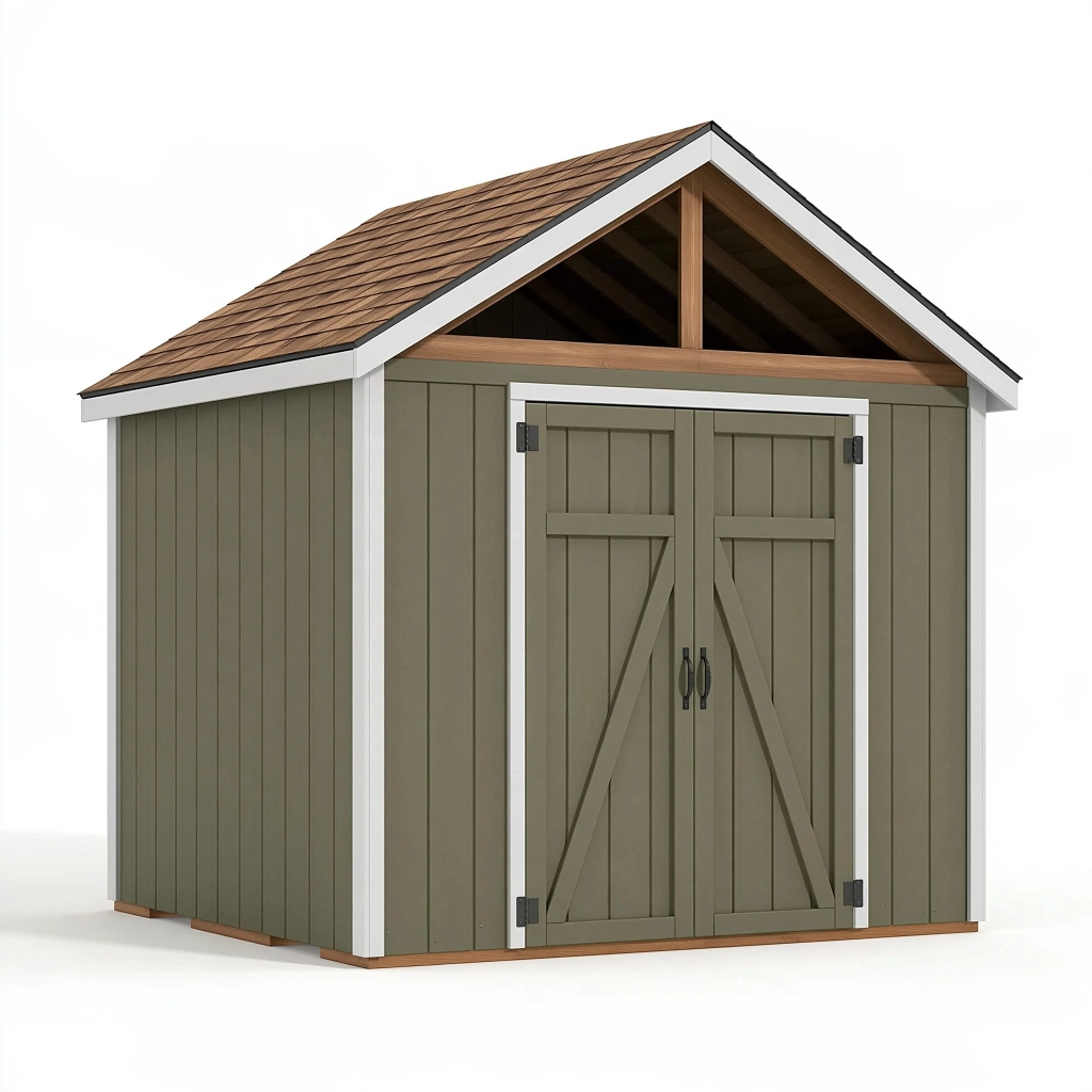 Gartenhaus 240 x 180 x 230 cm aus Holz in Olivgrün mit Satteldach