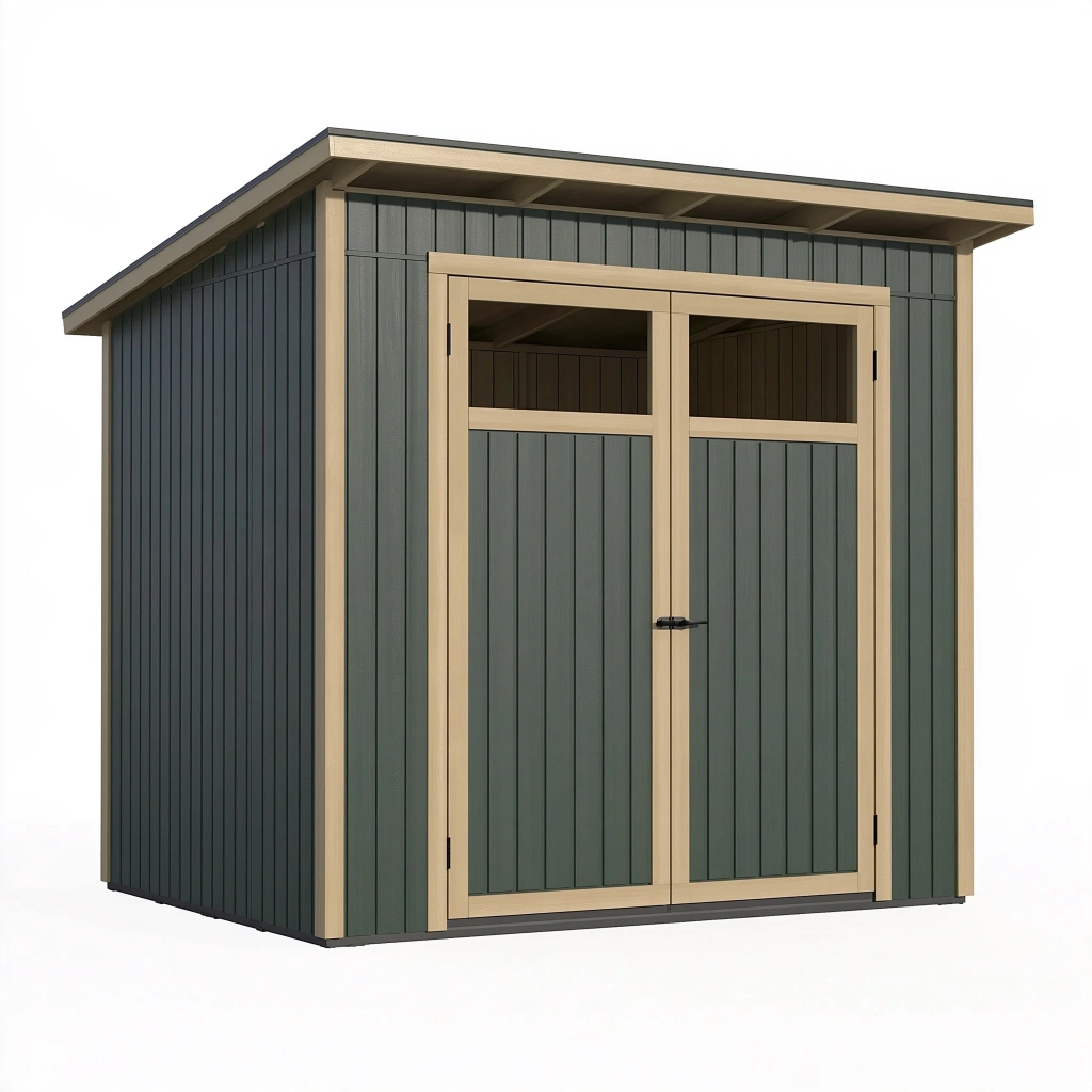 Gartenhaus 200 x 150 x 200 cm aus Metall in Dunkelgrün mit Doppeltür modernes Gerätehaus