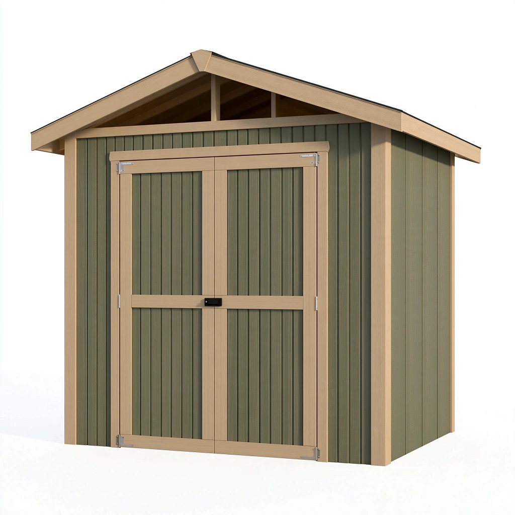 Gartenhaus 180 x 120 x 190 cm aus Holz in Grün Beige mit Doppeltür