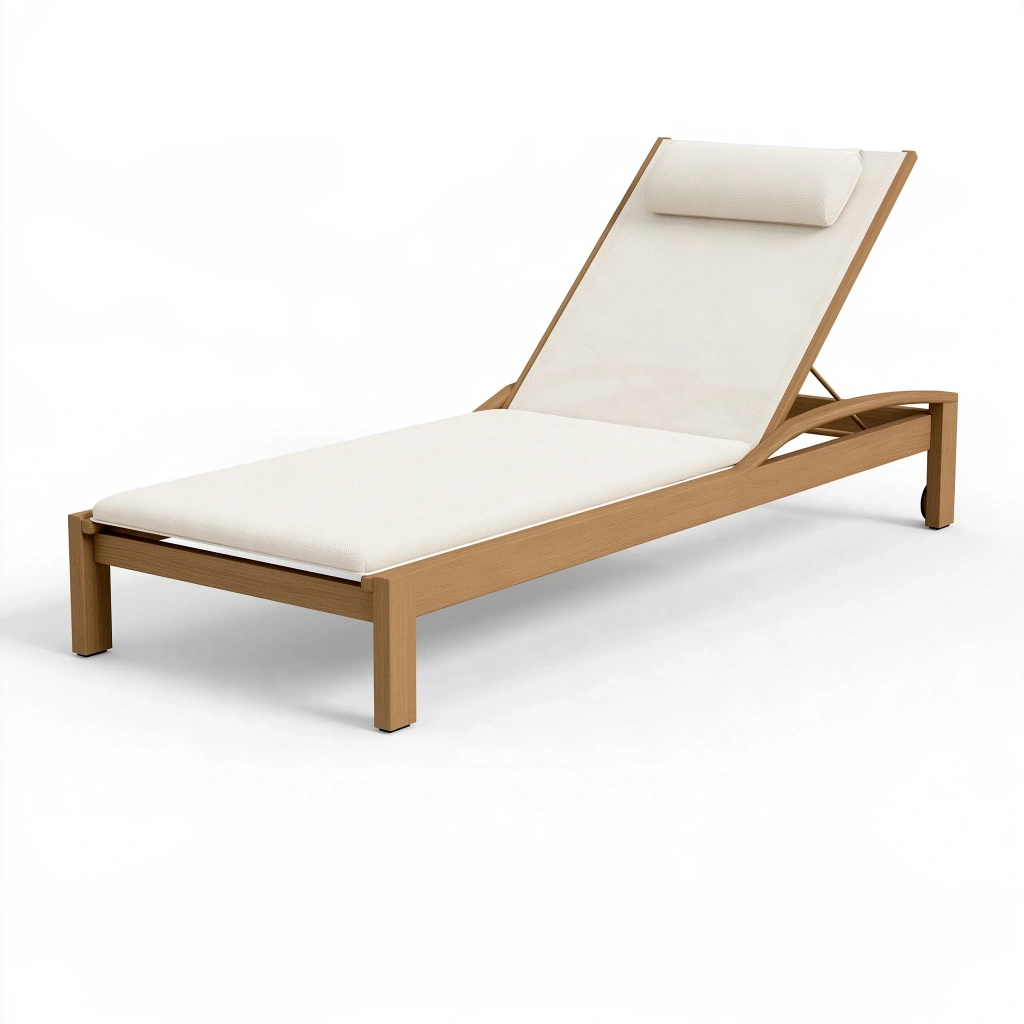 Sonnenliege 200 x 70 x 85 cm Holz Beige für Garten mit verstellbarer Rückenlehne