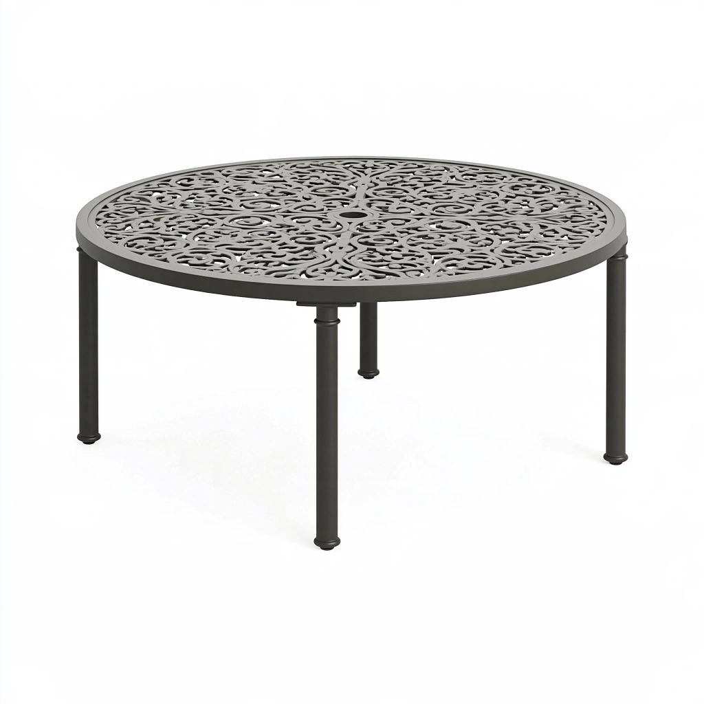 Runder Gartentisch 107 cm Aluminium Dunkelgrau - dekorativer Metalltisch für Terrasse