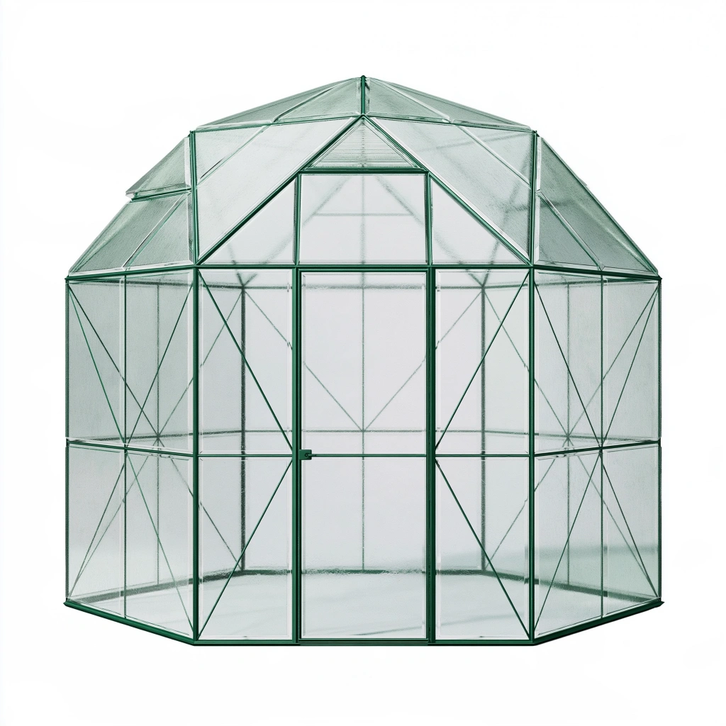 Achteckiges Garten Gewächshaus 240 x 240 x 250 cm mit Metallrahmen und transparenten Paneelen