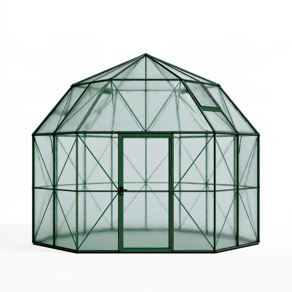 Gewächshaus 190 x 190 x 195 cm aus Metall und transparenten Platten für Garten mit Lüftungsfenster