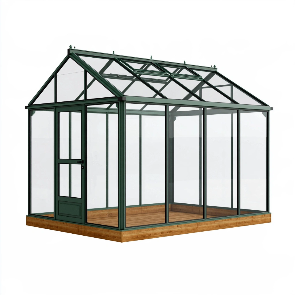 Gewächshaus 300 x 240 x 250 cm aus Metall und Glas Grün Transparent mit Tür und Dachfenster
