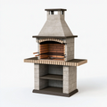 Grillkamin 140 x 80 x 230 cm aus Beton Grau für den Außenbereich mit Kaminhaube