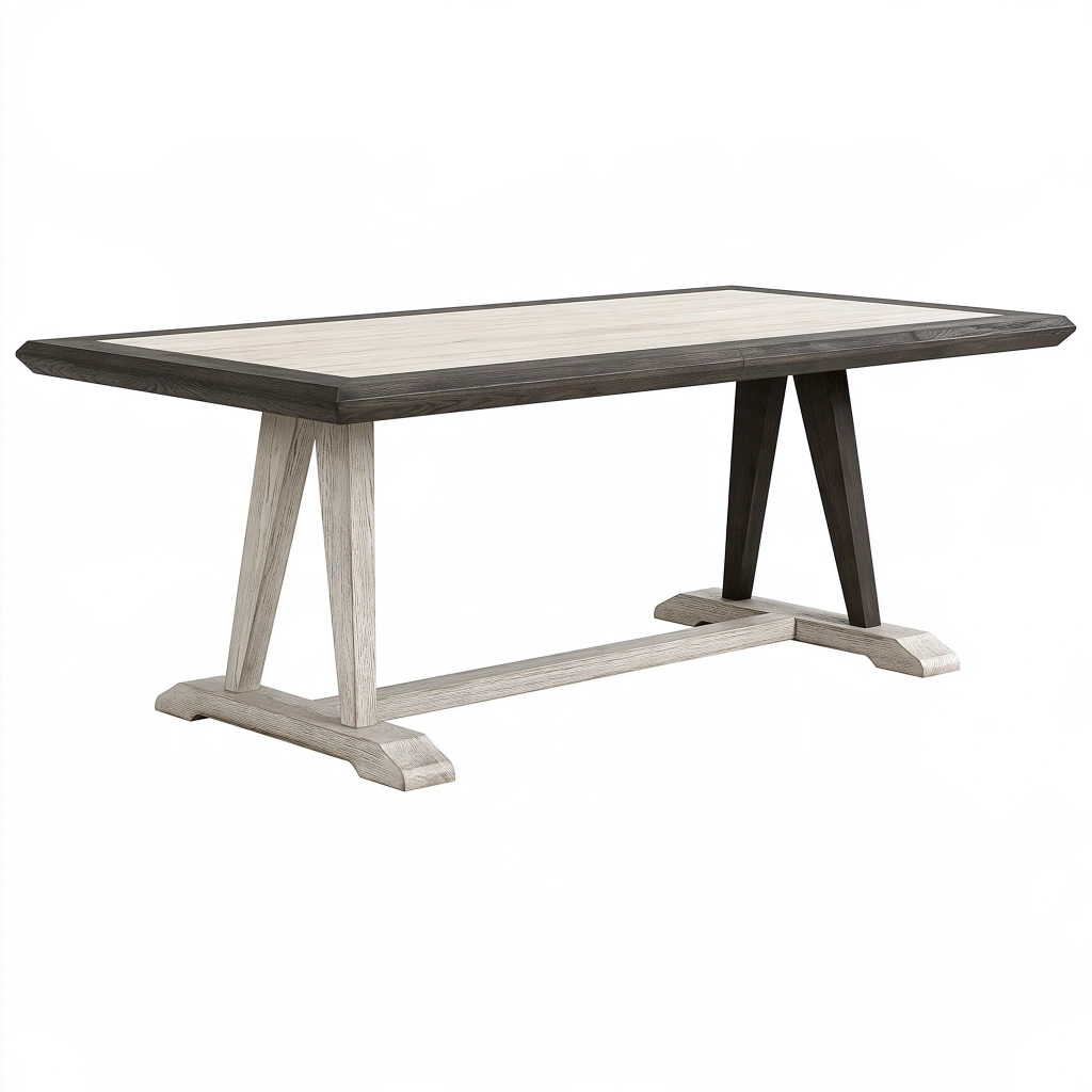 Esstisch 180 x 90 x 75 cm aus Holz in Dunkelbraun und Hellgrau - rechteckiger Tisch im Landhausstil