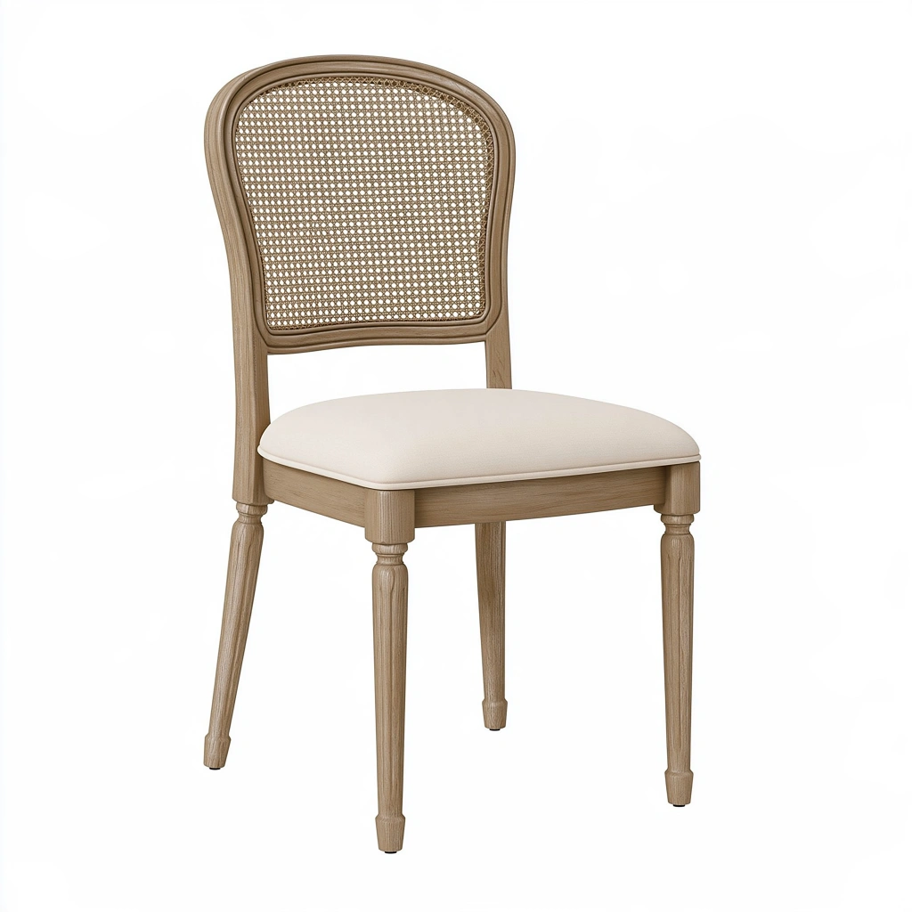 Esszimmerstuhl 50 x 55 x 96 cm Holz Rattan Beige gepolstert klassisch